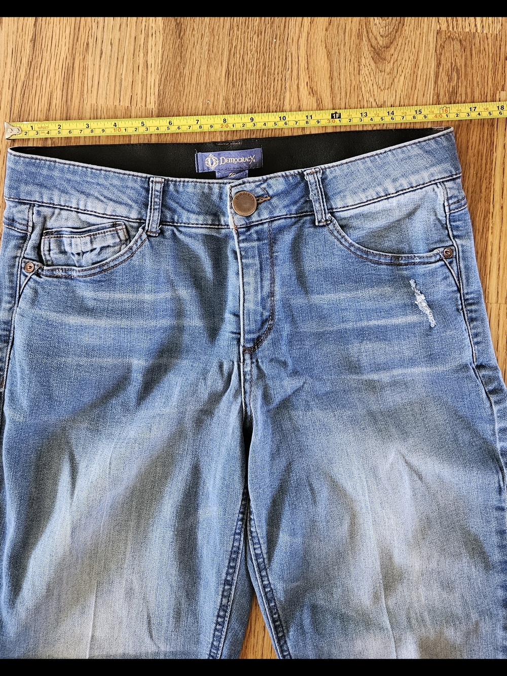 Democracy Light Blue Flared Jeans with Frayed Hem - Picture 5 of 7